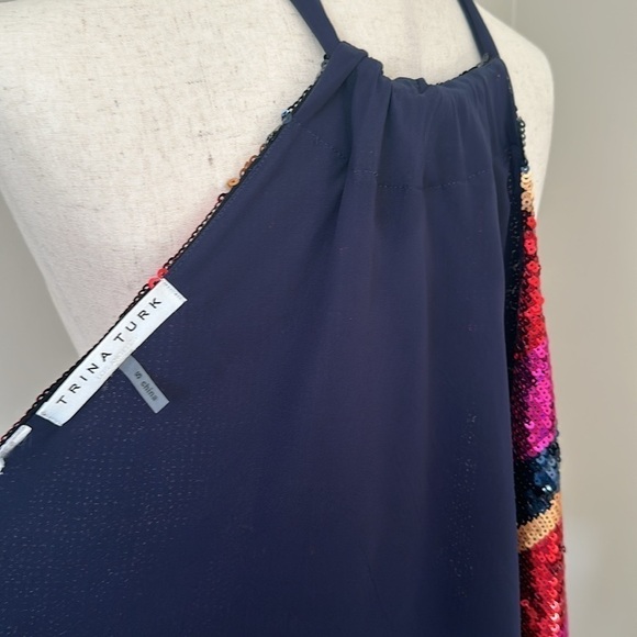 Trina Turk Tamika Sequin Open Back Halter Top Sz Small Chic Party Colorful Date - Picture 11 of 11
